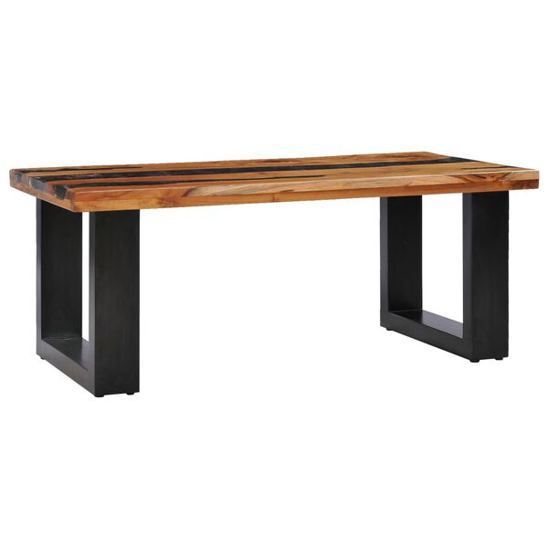 vidaXL Τραπεζάκι Σαλονιού 100x50x40 εκ. Μασίφ Ξύλο Teak / Συνθ. Ρητίνη