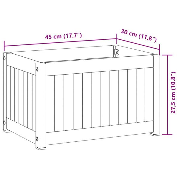 vidaXL Ζαρντινιέρα Κήπου 45 x 30 x 27,5 εκ. Μασίφ Ξύλο Ακακίας/Ατσάλι