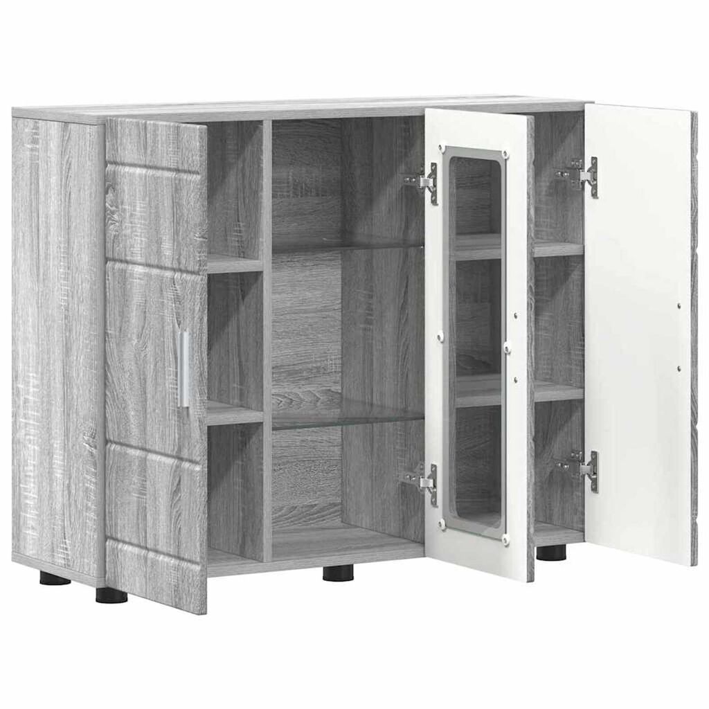 vidaXL Πλαϊνό γραφείο με ράφι με πόρτα Γκρι sonoma 55.5 x 29 x 100 εκ