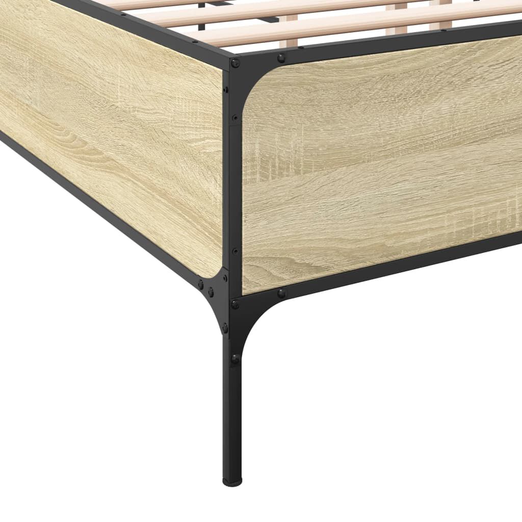 vidaXL Πλαίσιο Κρεβατιού Sonoma Δρυς 200x200 εκ. Επεξ. Ξύλο & Μέταλλο