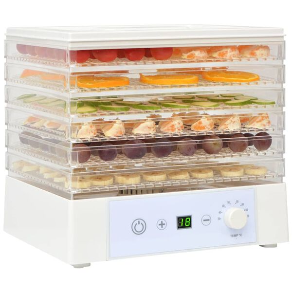 vidaXL Αποξηραντής Τροφίμων με 6 Δίσκους Λευκός 250 W