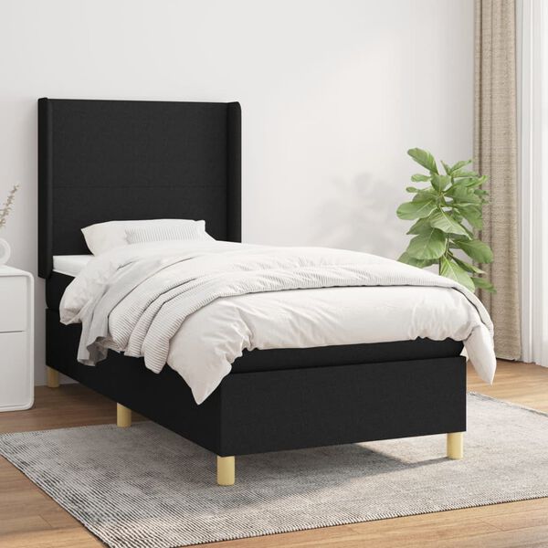 vidaXL &Kappa;&rho;&epsilon;&beta;ά&tau;&iota; Boxspring &mu;&epsilon; &Sigma;&tau;&rho;ώ&mu;&alpha; &Mu;&alpha;ύ&rho;&omicron; 90x200 &epsilon;&kappa;. &Upsilon;&phi;&alpha;&sigma;&mu;ά&tau;&iota;&nu;&omicron;