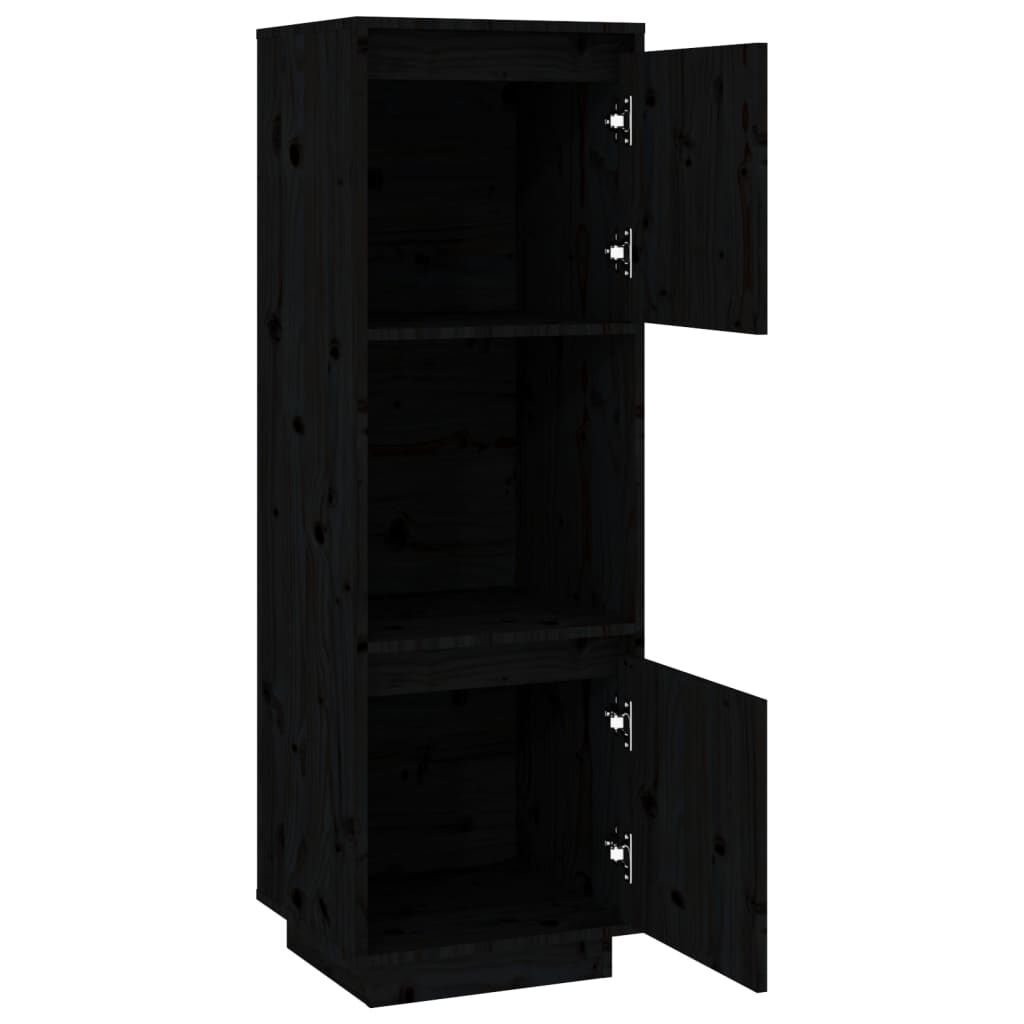 vidaXL Ντουλάπι Ψηλό Μαύρο 38 x 35 x 117 εκ. από Μασίφ Ξύλο Πεύκου