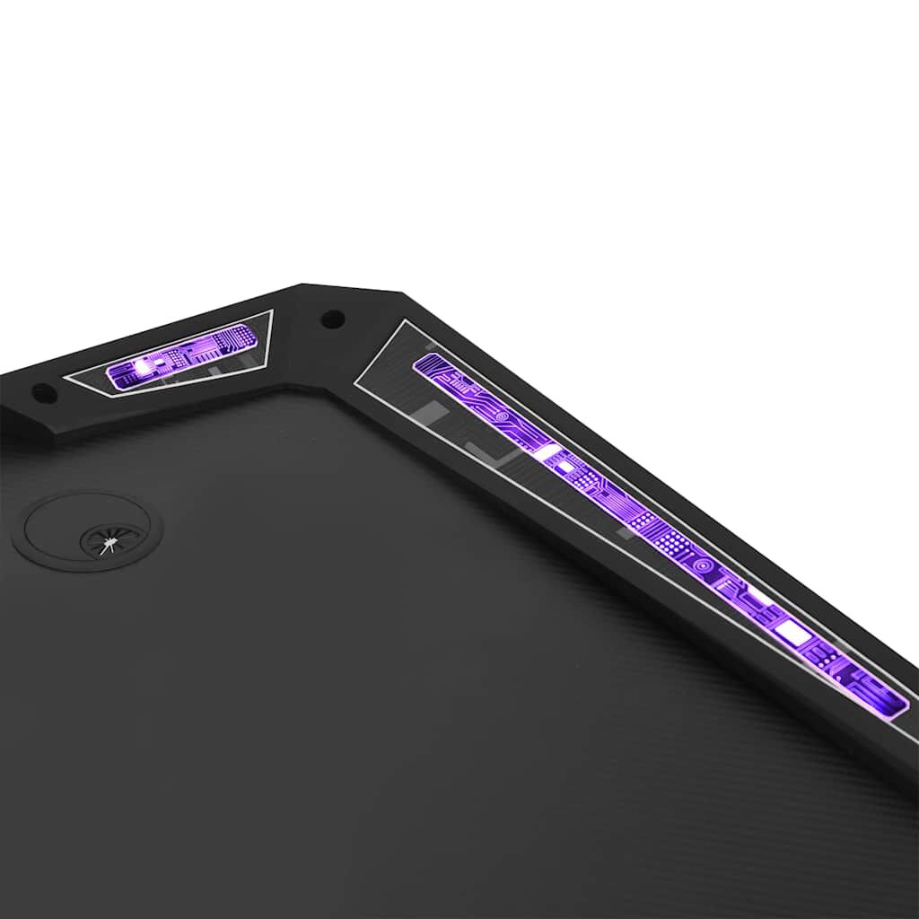 vidaXL Γραφείο Gaming με LED Μαύρο 110 x 60 x 75 εκ. σε Σχήμα Υ