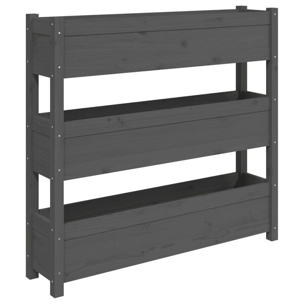vidaXL Ζαρντινιέρα 112 x 25 x 104,5 εκ. Γκρι από Μασίφ Ξύλο Πεύκου