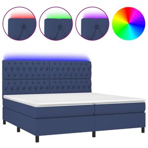 vidaXL &Kappa;&rho;&epsilon;&beta;ά&tau;&iota; Boxspring &mu;&epsilon; &Sigma;&tau;&rho;ώ&mu;&alpha; & LED &Mu;&pi;&lambda;&epsilon; 200x200 &epsilon;&kappa;. &Upsilon;&phi;&alpha;&sigma;&mu;ά&tau;&iota;&nu;&omicron;