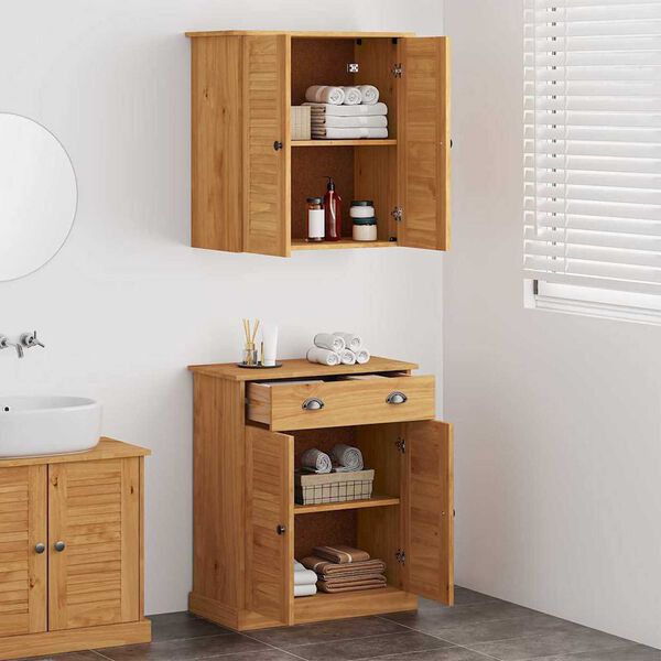 vidaXL Σετ Επίπλων Μπάνιου με συρτάρι 2 pcs Καφέ 67.5 x 34 x 80 εκ.
