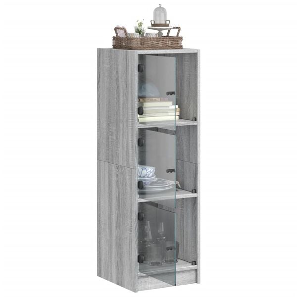 vidaXL Ντουλάπι Γκρι Sonoma 35 x 37 x 109 εκ. με Γυάλινες Πόρτες
