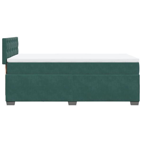 vidaXL Κρεβάτι Boxspring με Στρώμα Σκούρο Πράσινο 80x200 εκ. Βελούδινο