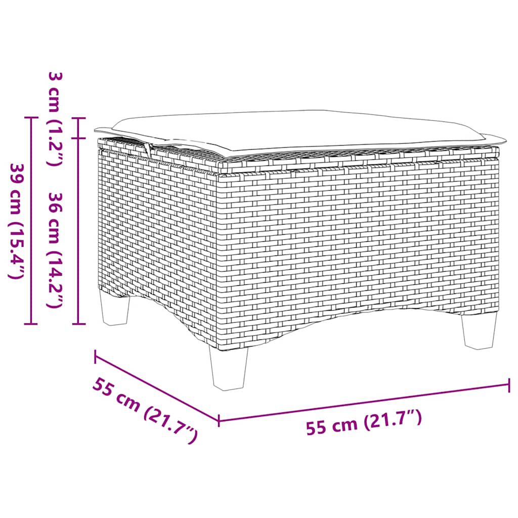 vidaXL Σκαμπό κήπου με μαξιλάρια 2 τεμάχια Μπεζ 55x55x36 cm