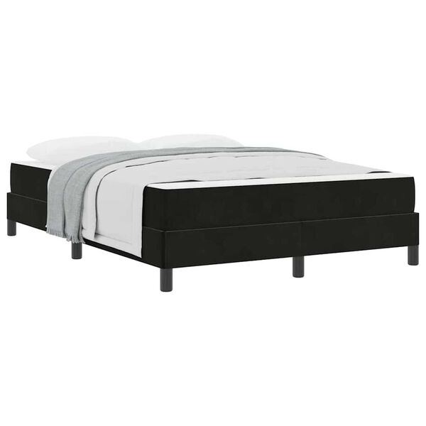 vidaXL Κρεβάτι box spring με στρώμα Μαύρο 140 x 190 cm Βελούδο