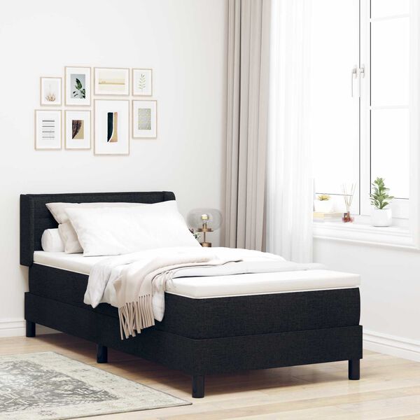 vidaXL Κρεβάτι με ελατήρια Μαύρο 100 x 200 cm Ύφασμα και αφρός