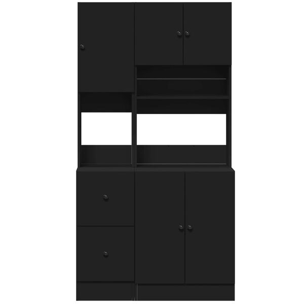 vidaXL Στήλη Κουζίνας Μαύρη 95x50x180 εκ. από Επεξεργασμένο Ξύλο