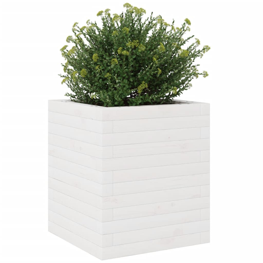 vidaXL Ζαρντινιέρα Κήπου Λευκή 40x40x46 εκ. από Μασίφ Ξύλο Πεύκου
