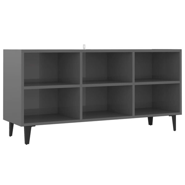 vidaXL Έπιπλο Τηλεόρασης Γυαλ. Γκρι 103,5x30x50 εκ. με Μεταλλικά Πόδια