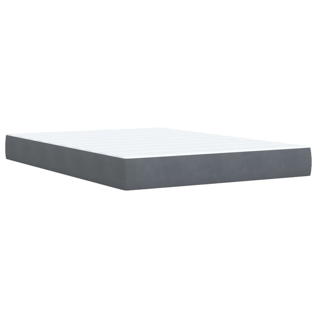 vidaXL Κρεβάτι Boxspring με Στρώμα Σκούρο Γκρι 140x190 εκ. Βελούδινο