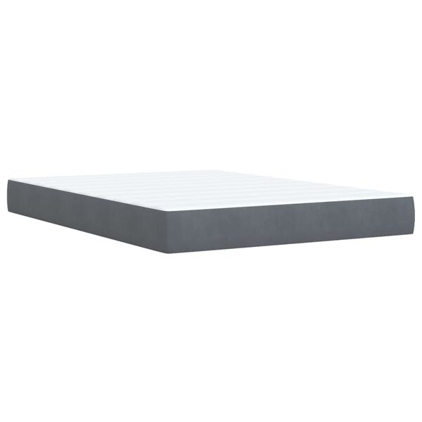 vidaXL Κρεβάτι Boxspring με Στρώμα Σκούρο Γκρι 140x190 εκ. Βελούδινο