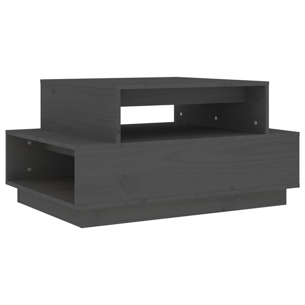 vidaXL Τραπεζάκι Σαλονιού Γκρι 80x55x40,5 εκ. από Μασίφ Ξύλο Πεύκου