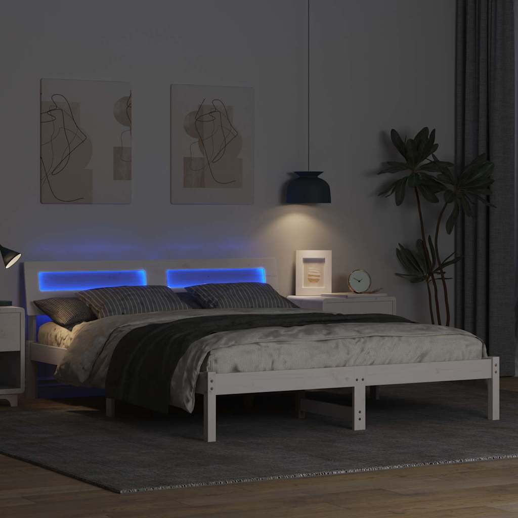 vidaXL Σκελετός Κρεβατιού Λευκό 140 x 200 cm Μασίφ ξύλο πεύκου