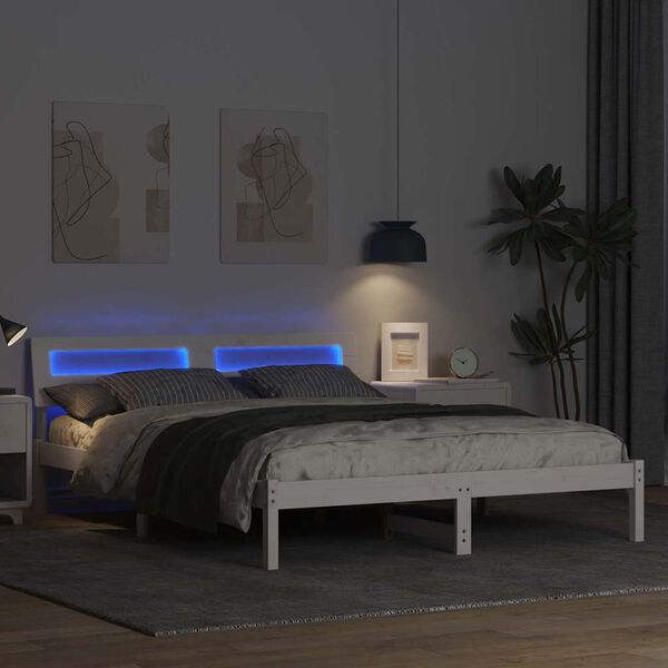 vidaXL Σκελετός Κρεβατιού Λευκό 140 x 200 cm Μασίφ ξύλο πεύκου