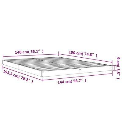 vidaXL Πλαίσιο Κρεβατιού 140 x 190 εκ. από Μασίφ Ξύλο Πεύκου