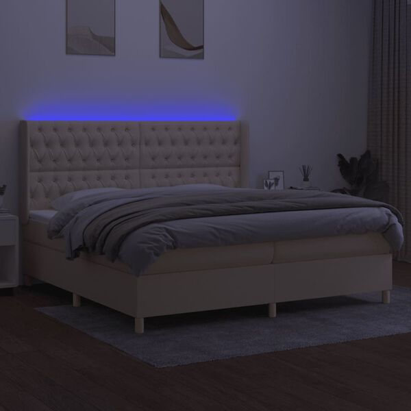 vidaXL &Kappa;&rho;&epsilon;&beta;ά&tau;&iota; Boxspring &mu;&epsilon; &Sigma;&tau;&rho;ώ&mu;&alpha; & LED &Kappa;&rho;&epsilon;&mu; 200x200 &epsilon;&kappa;. &Upsilon;&phi;&alpha;&sigma;&mu;ά&tau;&iota;&nu;&omicron;