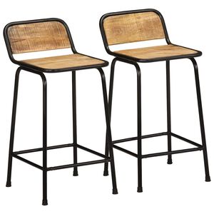 vidaXL Bar Stools 2 &tau;&epsilon;&mu;ά&chi;&iota;&alpha; 46x35,5x80 cm &Sigma;&tau;&epsilon;&rho;&epsilon;ό &xi;ύ&lambda;&omicron; Rough Mango