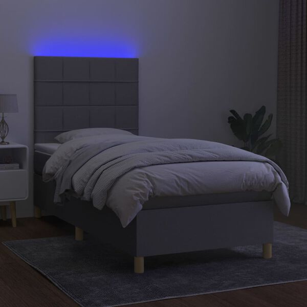 vidaXL &Kappa;&rho;&epsilon;&beta;ά&tau;&iota; Boxspring &mu;&epsilon; &Sigma;&tau;&rho;ώ&mu;&alpha; & LED &Alpha;&nu;.&Gamma;&kappa;&rho;&iota; 90x200 &epsilon;&kappa;. &Upsilon;&phi;&alpha;&sigma;&mu;ά&tau;&iota;&nu;&omicron;