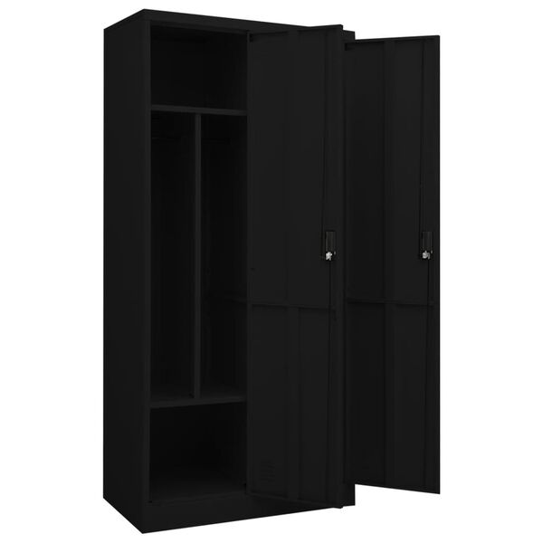 vidaXL Ντουλάπα Μαύρη 80 x 50 x 180 εκ. Ατσάλινη