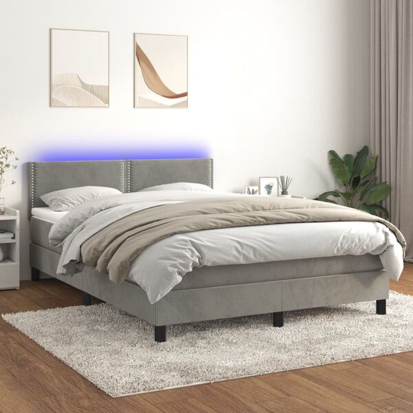 vidaXL &Kappa;&rho;&epsilon;&beta;ά&tau;&iota; Boxspring &mu;&epsilon; &Sigma;&tau;&rho;ώ&mu;&alpha;&LED &Alpha;&nu;. &Gamma;&kappa;&rho;&iota; 140x190 &epsilon;&kappa;. &Beta;&epsilon;&lambda;&omicron;ύ&delta;&iota;&nu;&omicron;