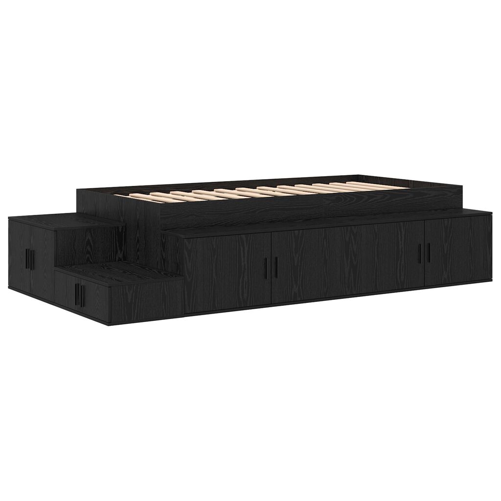 vidaXL Κρεβάτι Αποθήκευσης Μαύρη Δρυς 90x190 εκ.