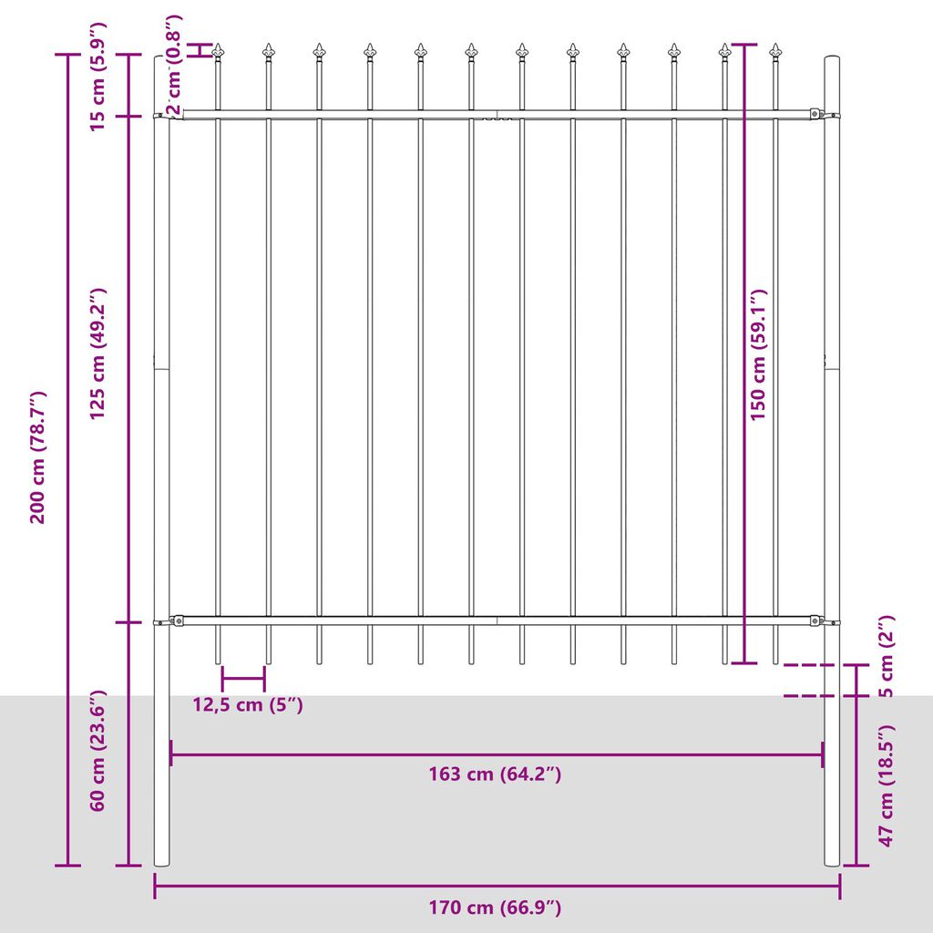 vidaXL Φράχτης Κήπου με Σημείο Ακίδας Λευκό 11,9x1,5 μ Ατσάλι
