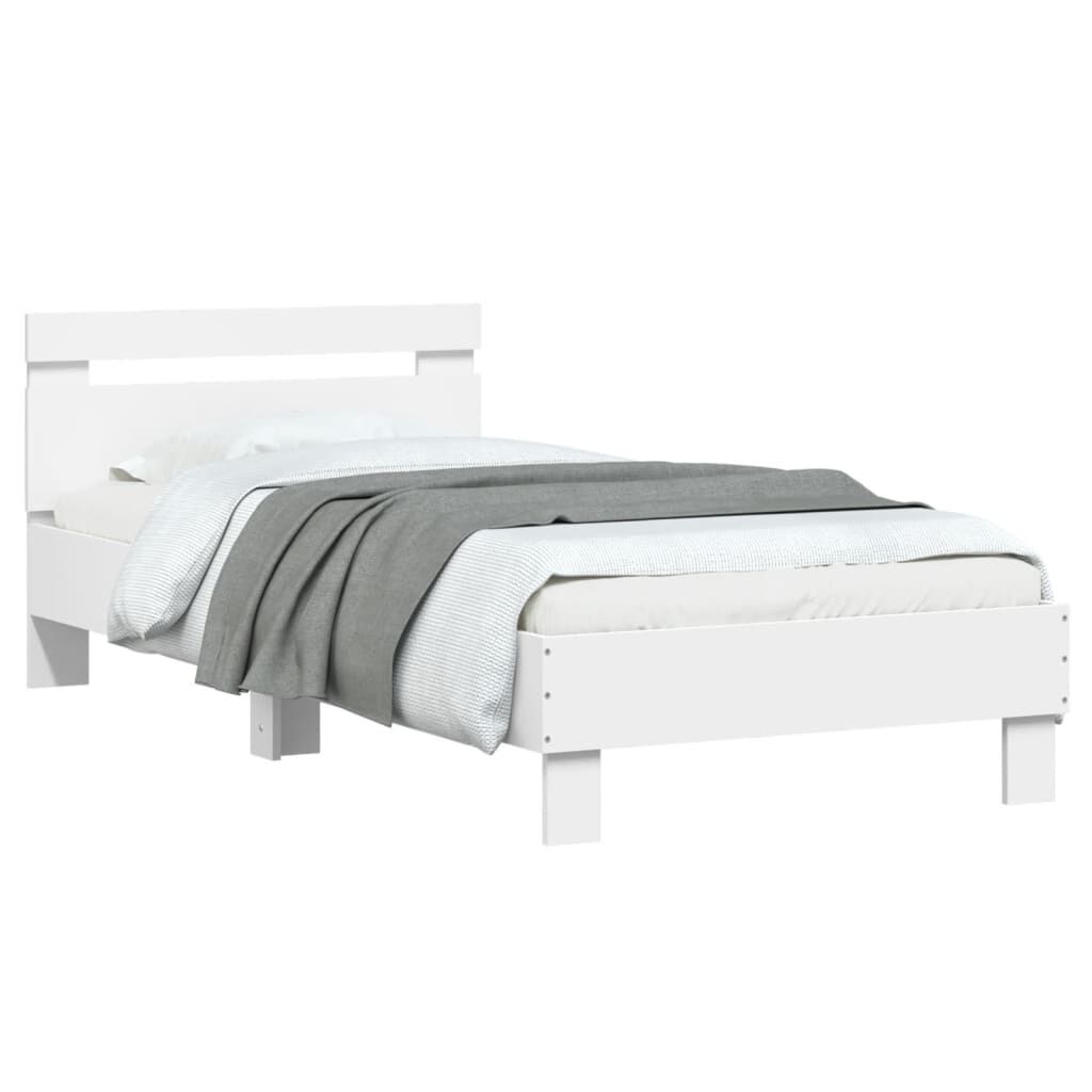 vidaXL Πλαίσιο Κρεβατιού με Κεφαλάρι Λευκό 90x200 εκ. Επεξεργ. Ξύλο