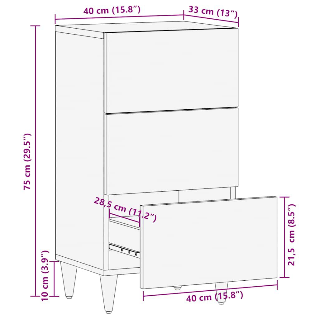 vidaXL Sideboard 40x33x75 cm μασίφ ξύλο Mango