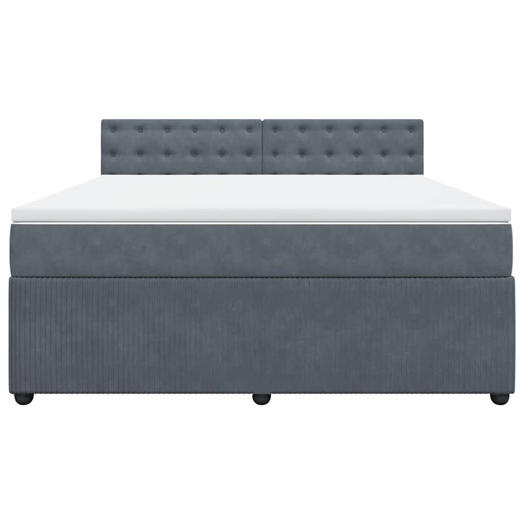 vidaXL Κρεβάτι Boxspring με Στρώμα Σκούρο Γκρι 180x200 εκ. Βελούδινο