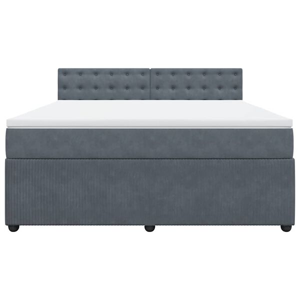 vidaXL Κρεβάτι Boxspring με Στρώμα Σκούρο Γκρι 180x200 εκ. Βελούδινο