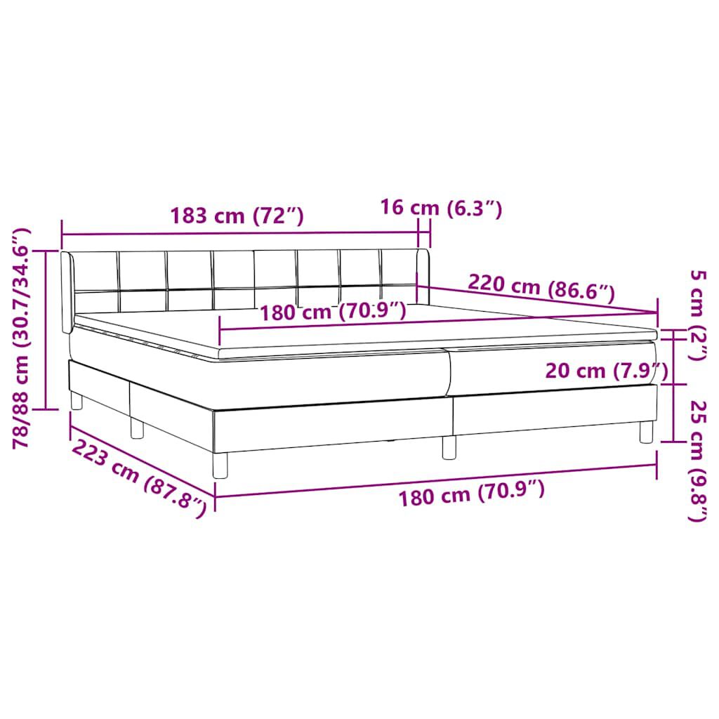 vidaXL Box Spring κρεβάτι με στρώμα ροζ 180x220 cm Βελούδινο