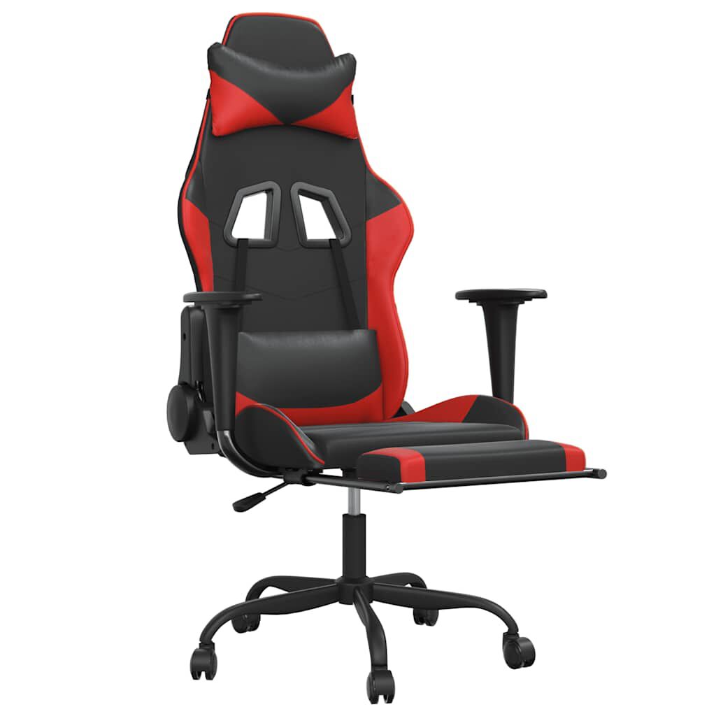 vidaXL Καρέκλα Gaming Μασάζ Υποπόδιο Μαύρο/Πράσινο από Συνθετικό Δέρμα