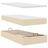 vidaXL Οθωμανικό κρεβάτι με στρώμα & LEDs Cream 80x200cm ύφασμα