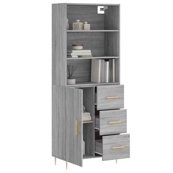 vidaXL Ντουλάπι Γκρι Sonoma 69,5 x 34 x 180 εκ. Επεξεργασμένο Ξύλο