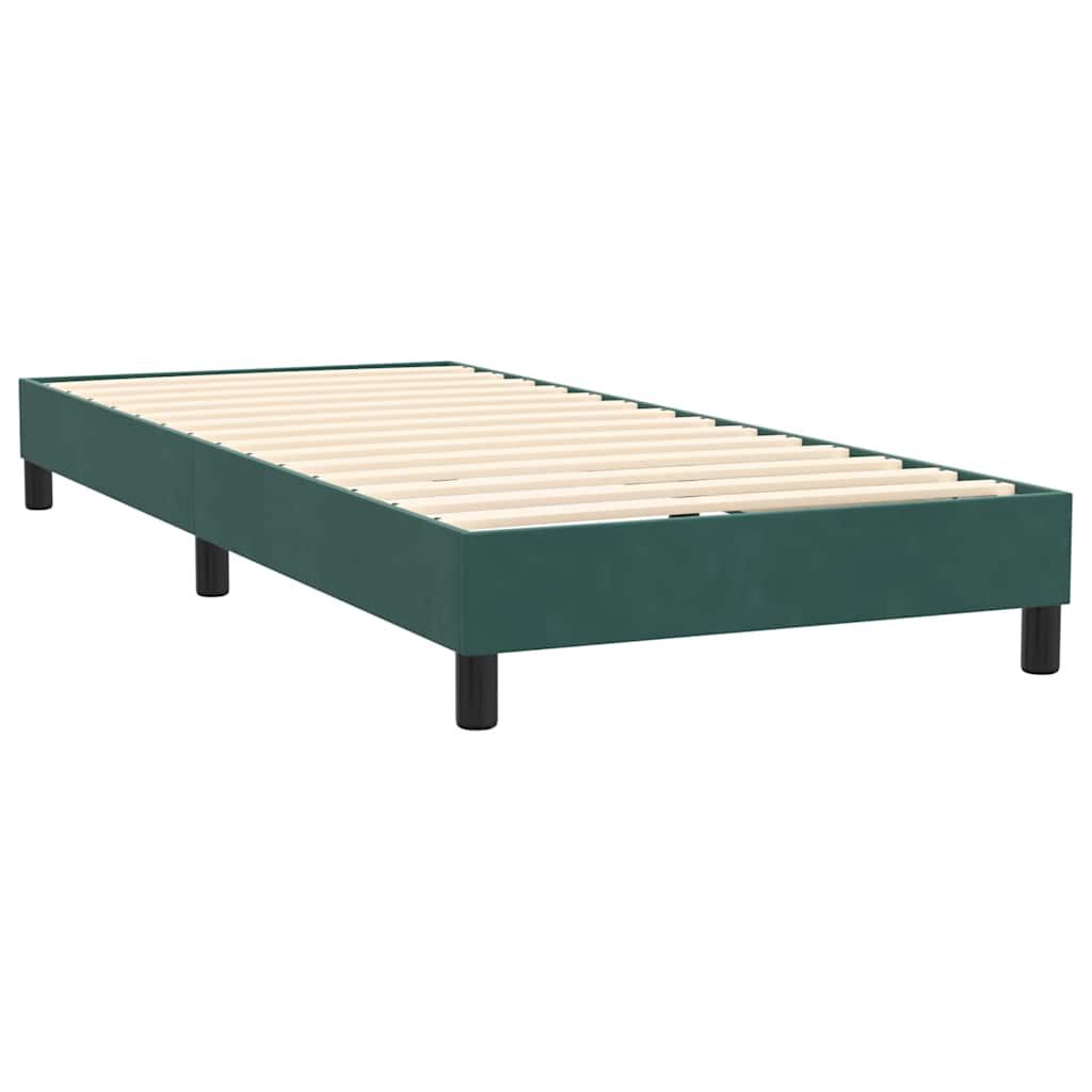 vidaXL Box Spring κρεβάτι με στρώμα σκούρο πράσινο 80x220εκ. Βελούδινο
