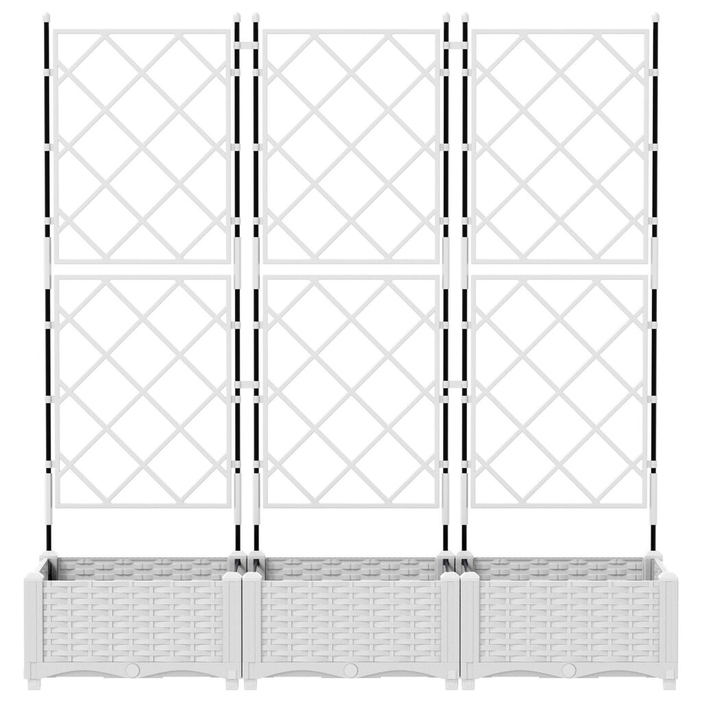 vidaXL Γλάστρα Κήπου με Πλέγμα 3 τμχ Λευκή 120x40x125.5 εκ