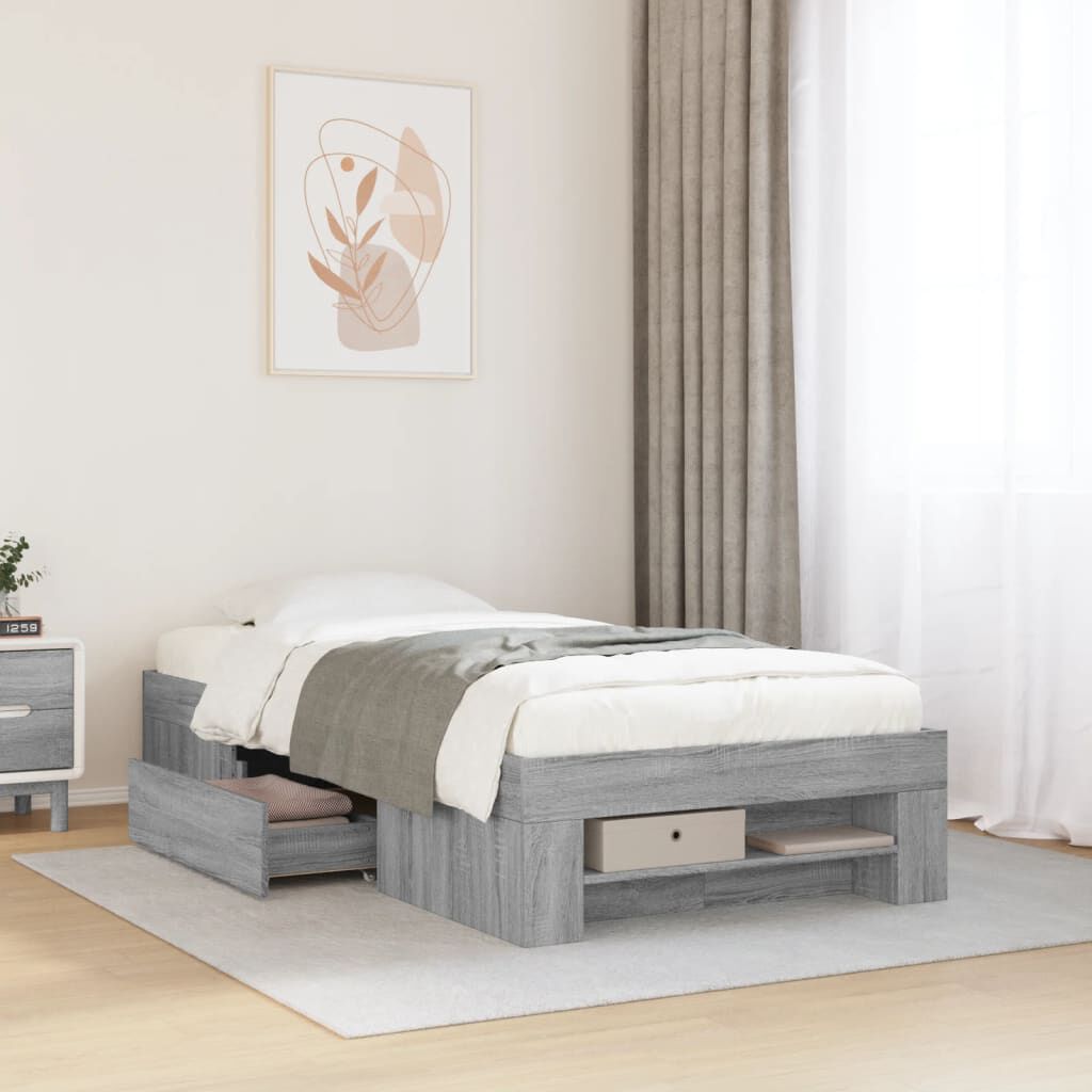 vidaXL Πλαίσιο Κρεβατιού Γκρι Sonoma 100x200 εκ. Επεξεργασμένο Ξύλο
