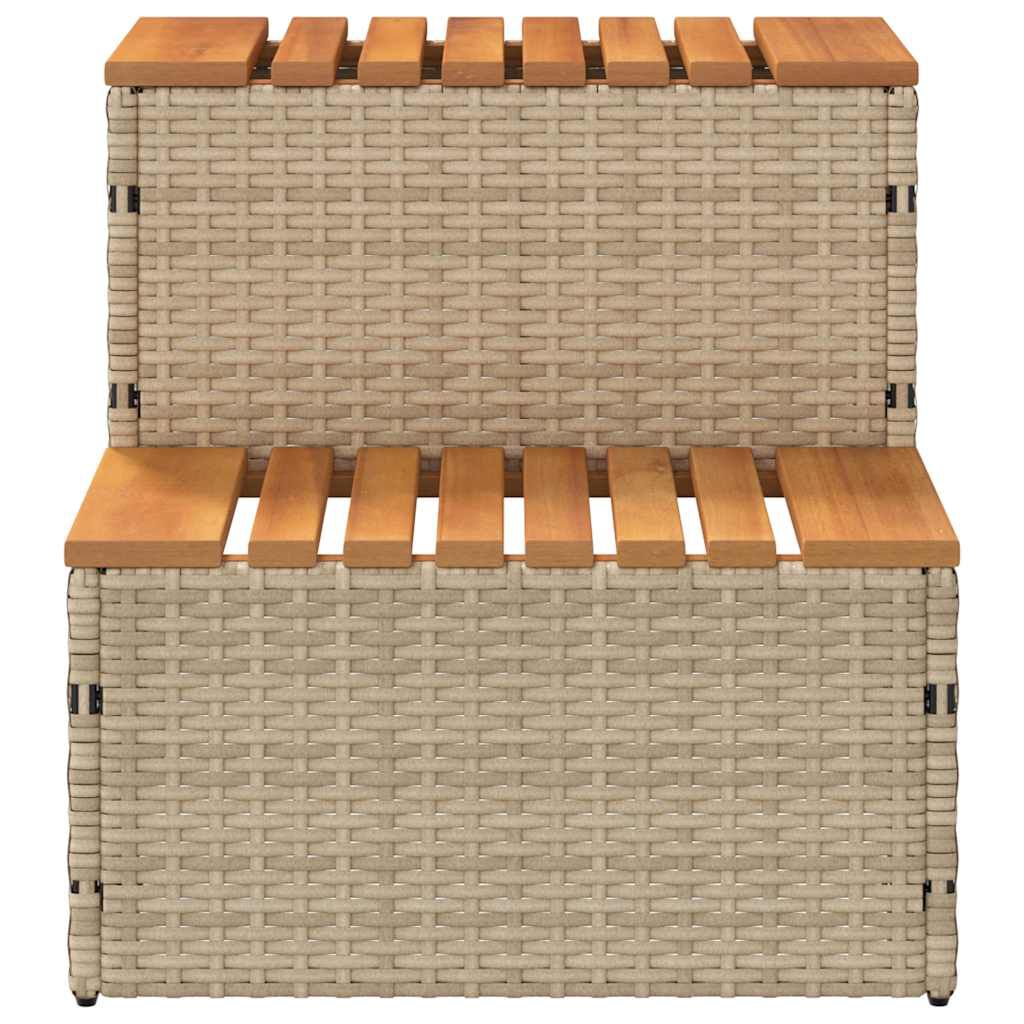 vidaXL Βήμα υδρομασάζ Μπεζ 50x50x50,5εκ. Συνθετικό Ρατάν/Μασίφ Ακακίας