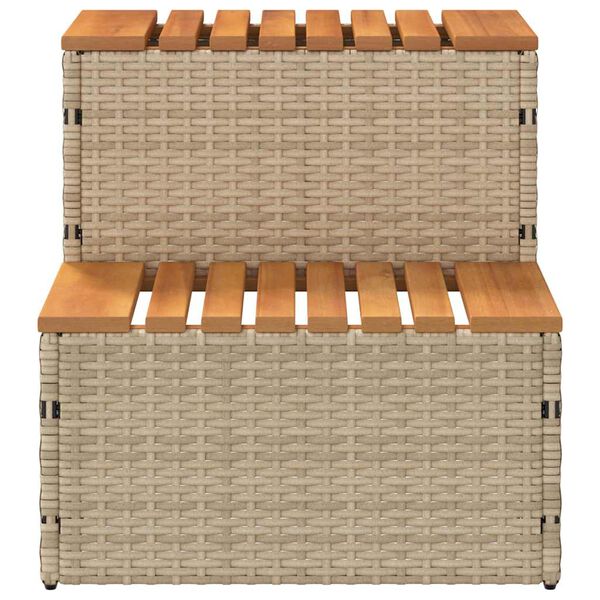 vidaXL Βήμα υδρομασάζ Μπεζ 50x50x50,5εκ. Συνθετικό Ρατάν/Μασίφ Ακακίας