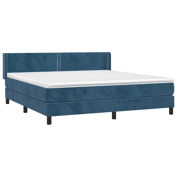 vidaXL Κρεβάτι Boxspring με Στρώμα Σκούρο Μπλε 180x200 εκ. Βελούδινο