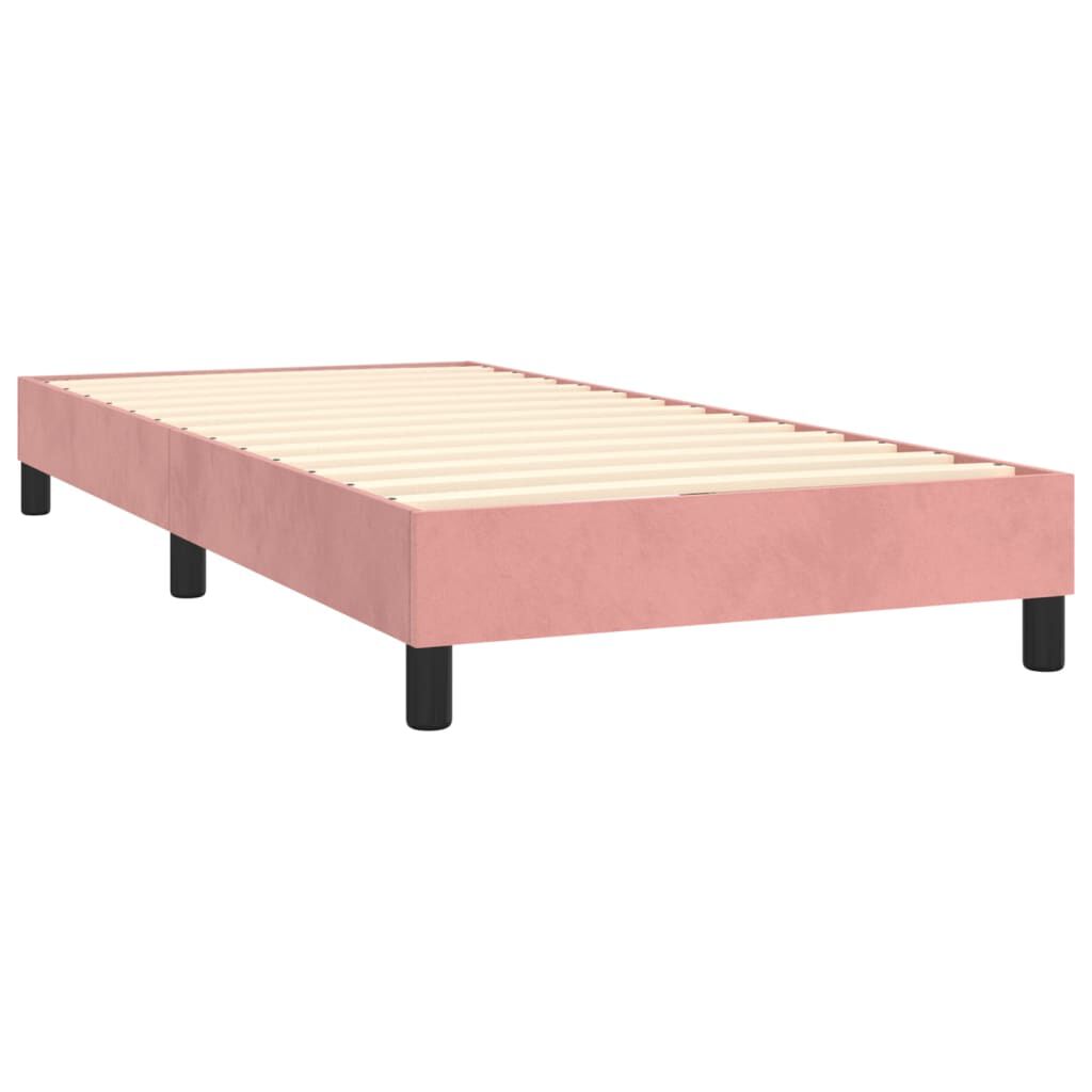 vidaXL Κρεβάτι Boxspring με Στρώμα Ροζ 90x190 εκ. Βελούδινο