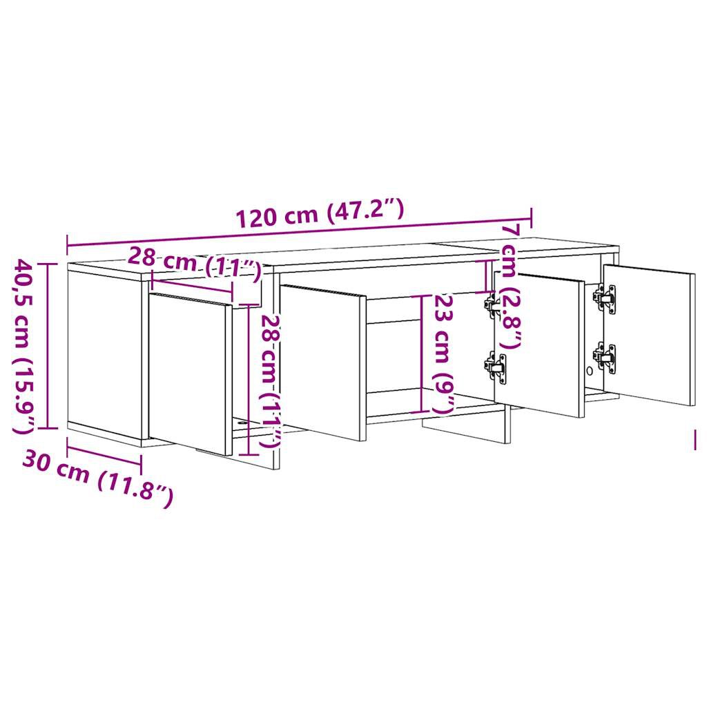vidaXL Έπιπλο Τηλεόρασης Παλιό Ξύλο 120x30x40,5 εκ. από Μοριοσανίδα