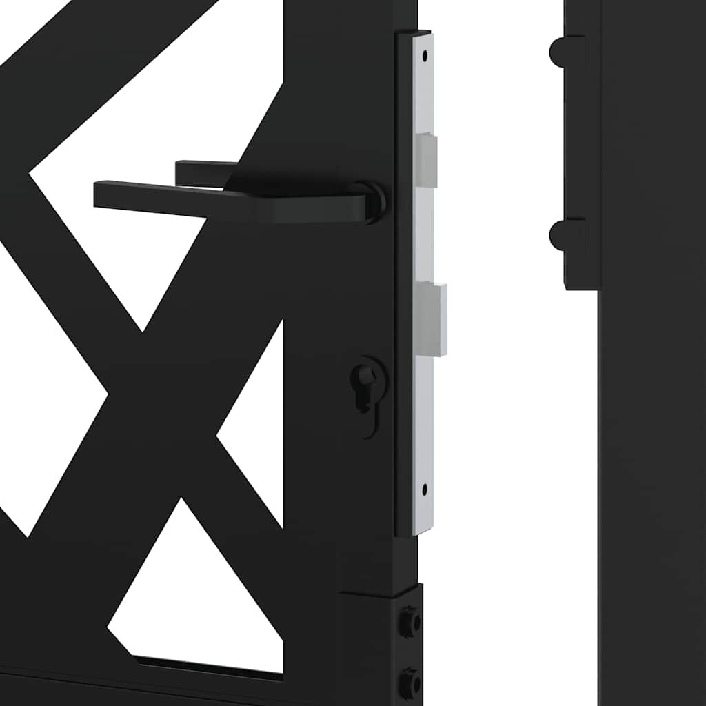 vidaXL Garden Gate Μαύρη 105x155 cm Σχέδιο Ατσάλινο Φωτιστικό