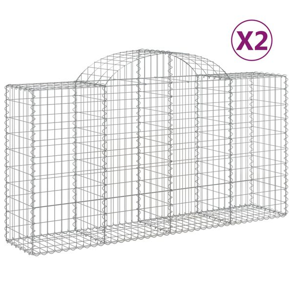 vidaXL Συρματοκιβώτια Τοξωτά 2 τεμ. 200x50x100/120 εκ. Γαλβαν. Ατσάλι
